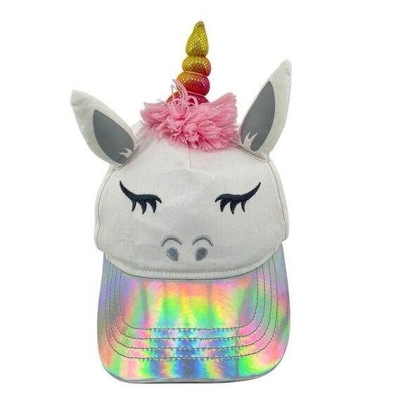 Joy Pixels Iridescent Brim Embroidered Unicorn SnapBack Baseball Cap OSFM - Picture 1 of 13